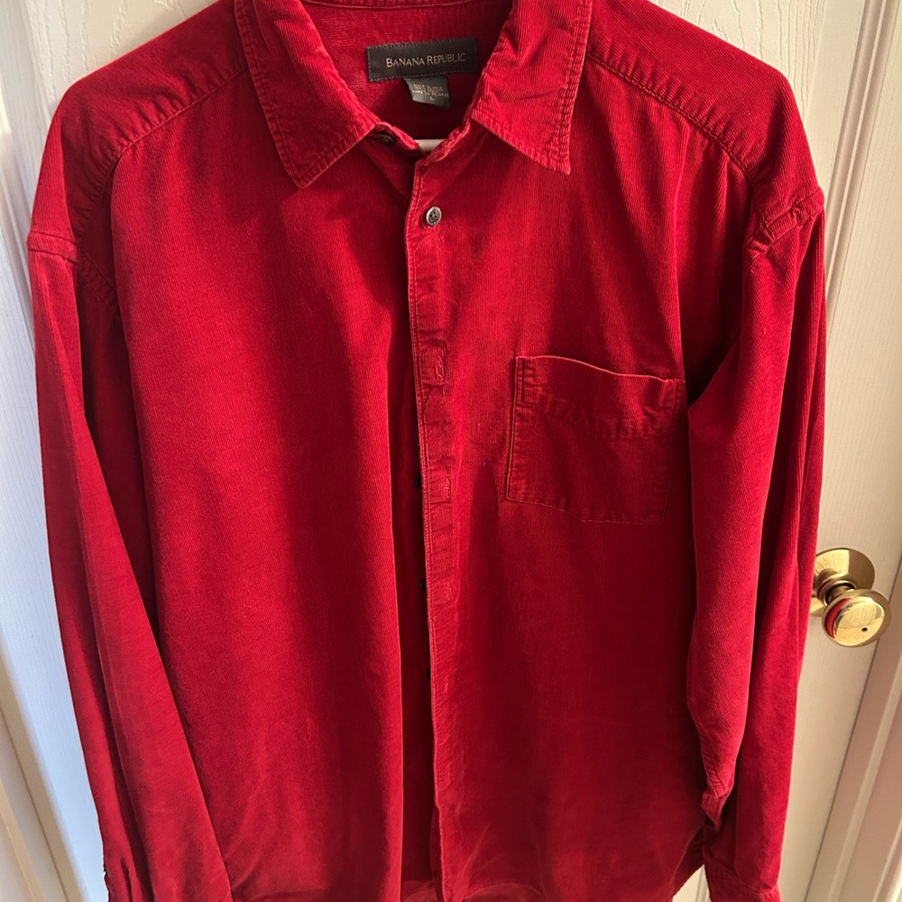 Banana Republic Men's soft corduroy Red Button Down Shirt